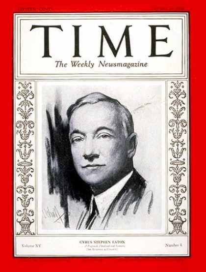 Time - Cyrus S. Eaton - Feb. 24, 1930 - Nobel Prize - Business
