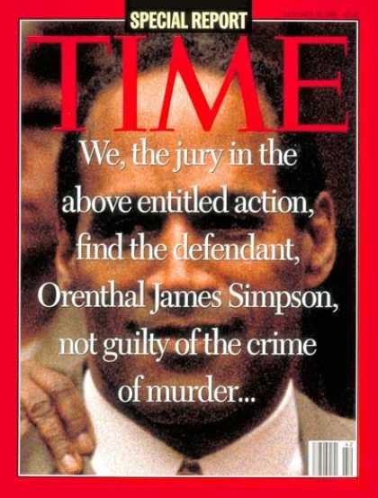 Time - O.J. Simpson Verdict - Oct. 16, 1995 - O.J. Simpson - Crime - Domestic Violence