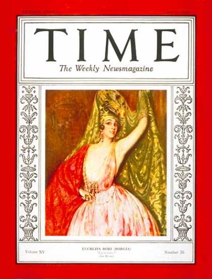 Time - Lucrezia Bori - June 30, 1930 - Opera - Music
