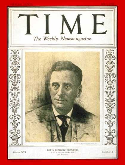 Time - Louis D. Brandeis - July 7, 1930 - Law