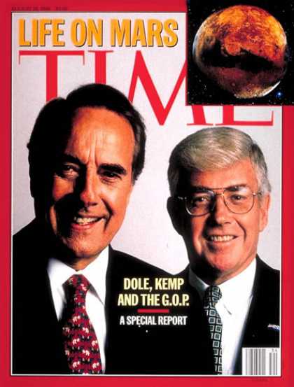 Time - Bob Dole, Jack Kemp - Aug. 19, 1996 - Bob Dole - Presidential Elections - Republ
