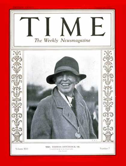 Time - Mrs. Thomas Hitchcock - Aug. 18, 1930 - Sports