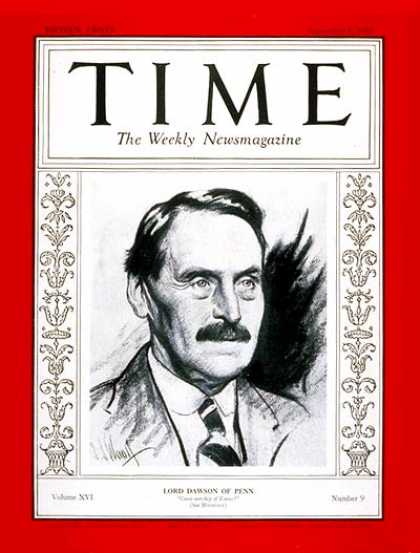 Time - Lord Dawson - Sep. 1, 1930 - Great Britain - Health & Medicine