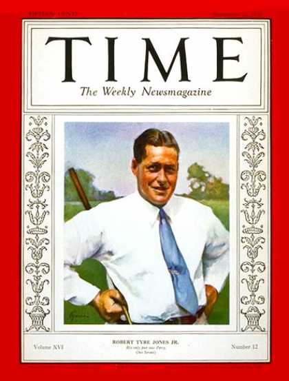 Time - Bobby Jones - Sep. 22, 1930 - Golf - Sports