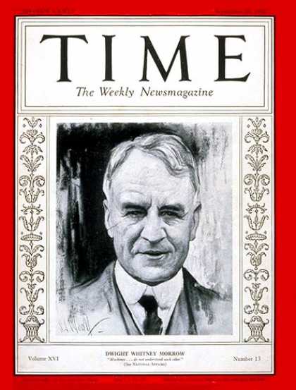 Time - Dwight W. Morrow - Sep. 29, 1930 - Politics