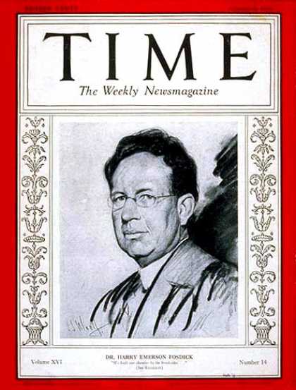 Time - Harry Emerson Fosdick - Oct. 6, 1930 - Religion - Books