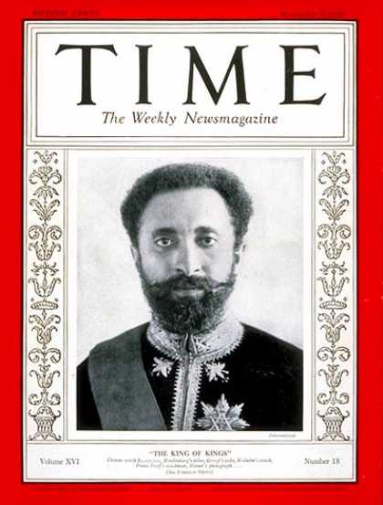 Time - Haile Selassie - Nov. 3, 1930 - Ethiopia - Rastafarian - Africa