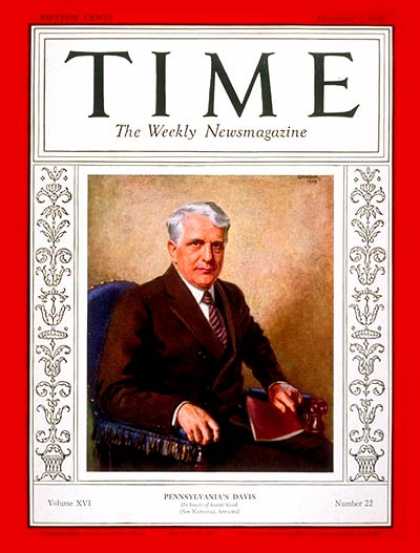 Time - James J. Davis - Dec. 1, 1930 - Politics