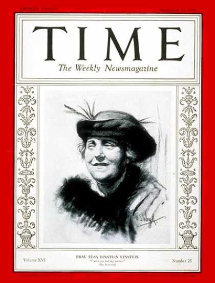 Time - Mrs. Albert Einstein - Dec. 22, 1930 - Women