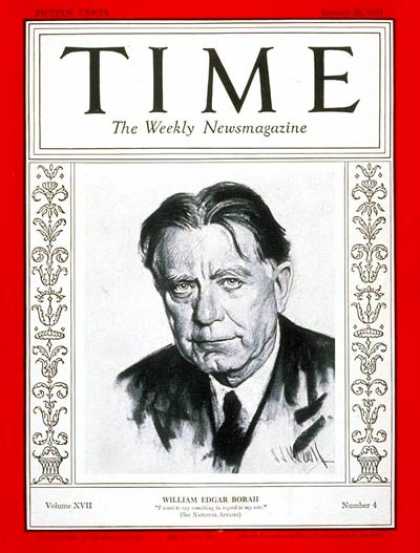 Time - Senator William Borah - Jan. 26, 1931 - William Borah - Congress - Senators - Po