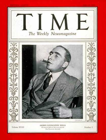 Time - Ogden L. Mills - July 13, 1931 - Politics