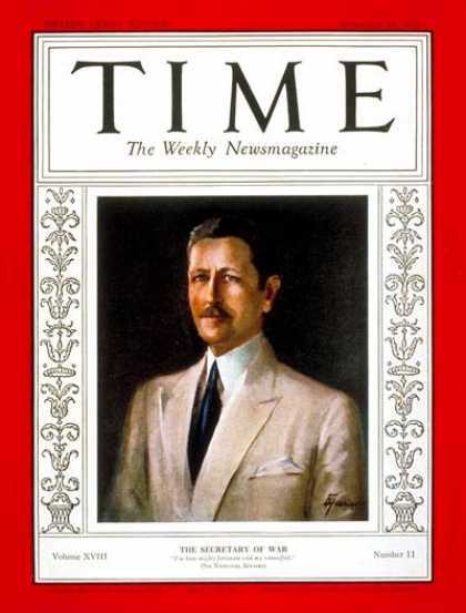 Time - Patrick Jay Hurley - Sep. 14, 1931 - Politics