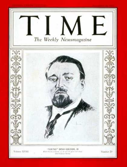 Time - Dino Grandi - Nov. 16, 1931 - Italy - Politics