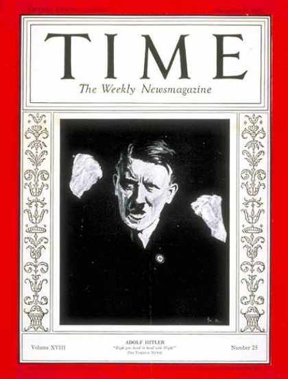 Time - Adolf Hitler - Dec. 21, 1931 - Adolph Hitler - World War II - Germany - Nazism