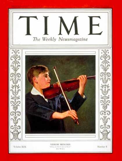 Time - Yehudi Menuhin - Feb. 22, 1932 - Violinists - Classical Music - Music