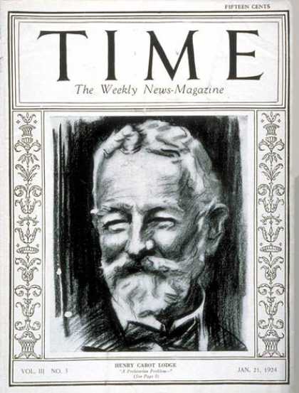 Time - Henry Cabot Lodge - Jan. 21, 1924 - Military - Politics