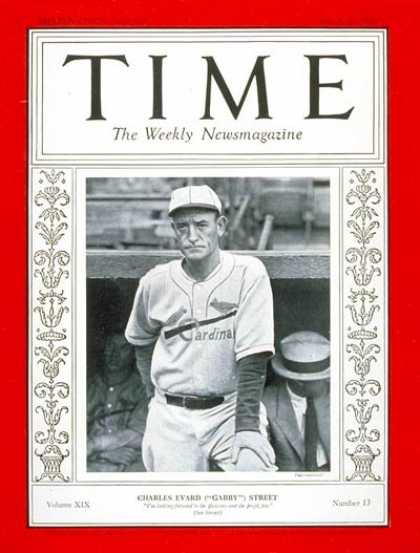 Time - Gabby Street - Mar. 28, 1932 - Baseball - Sports