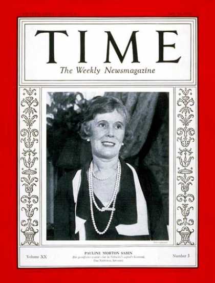 Time - Pauline M. Sabin - July 18, 1932 - Politics