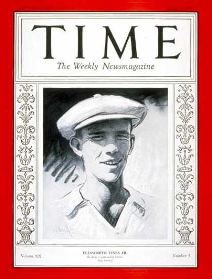Time - Ellsworth Vines Jr. - Aug. 1, 1932 - Tennis - Sports