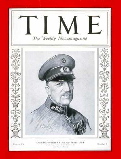 Time - General von Schleicher - Aug. 22, 1932 - Germany - Generals - Military