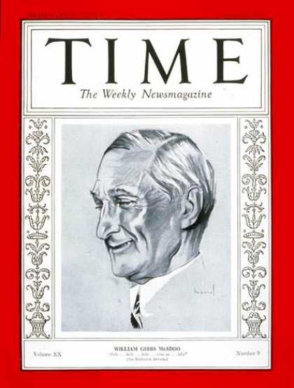 Time - William G. McAdoo - Aug. 29, 1932 - Politics