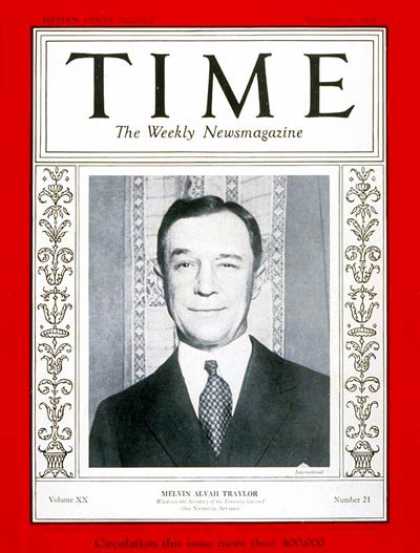 Time - Melvin A. Traylor - Nov. 21, 1932 - M. A. Traylor - Politics