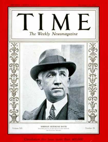 Time - Norman H. Davis - Dec. 12, 1932 - Diplomacy - Politics