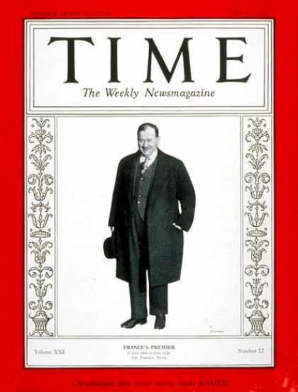 Time - Edouard Daladier - May 29, 1933 - France - Prime Ministers