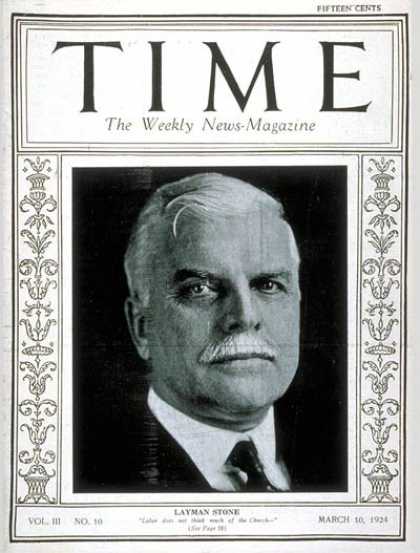 Time - Warren S. Stone - Mar. 10, 1924