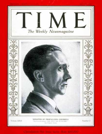 Time - Joseph Goebbels - July 10, 1933 - Germany