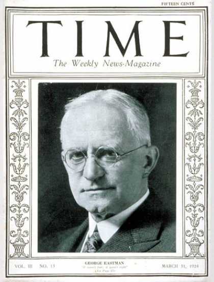 Time - George Eastman - Mar. 31, 1924 - Photography - Business