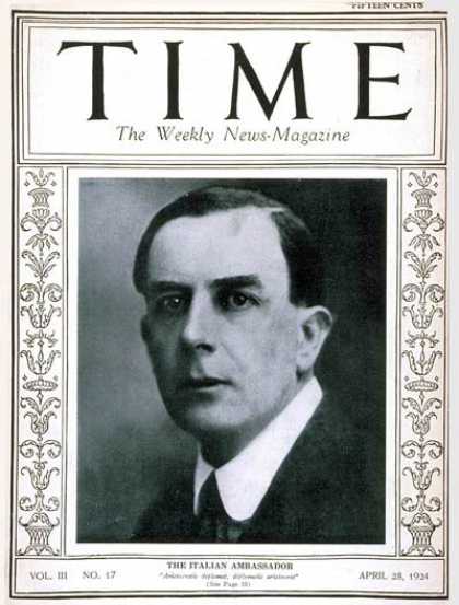 Time - Prince Gelasio Caetani - Apr. 28, 1924 - Military - Italy - Royalty - Business