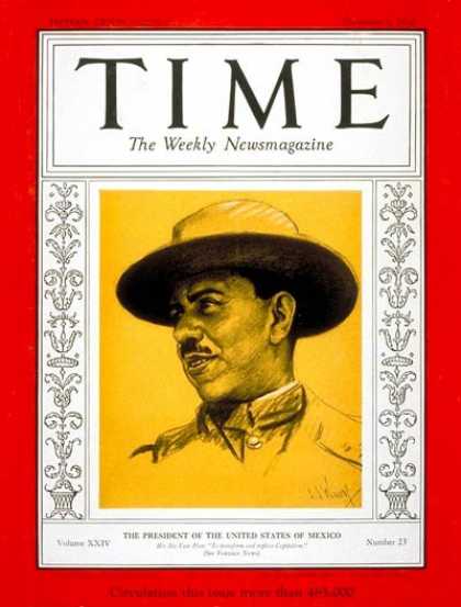 Time - General LÃ¡zaro CÃ¡rdenas - Dec. 3, 1934 - Mexico - Generals - Latin America