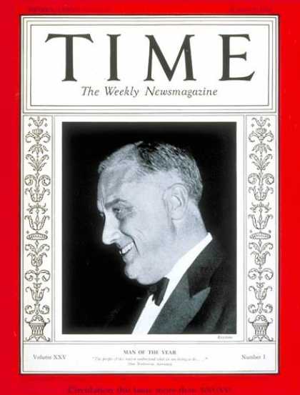 Time - Franklin D. Roosevelt, Man of the Year - Jan. 7, 1935 - Franklin D. Roosevelt -