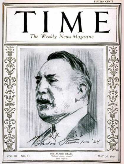 Time - Sir James Craig - May 26, 1924 - Great Britain