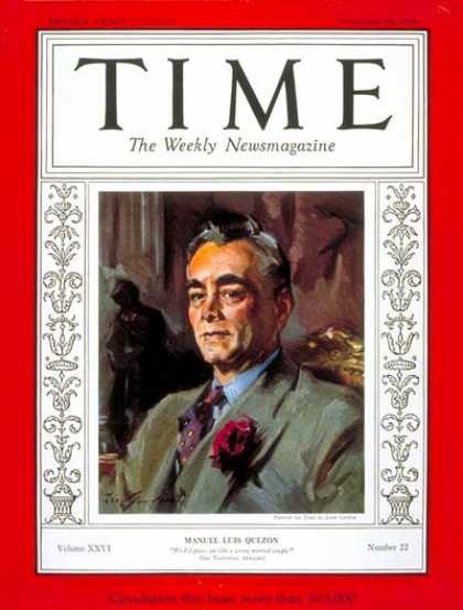Time - Manuel L. Quezon - Nov. 25, 1935 - Philippines