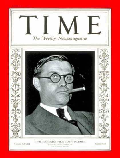 Time - Governor Eugene Talmadge - Sep. 7, 1936 - Governors - Georgia - Politics
