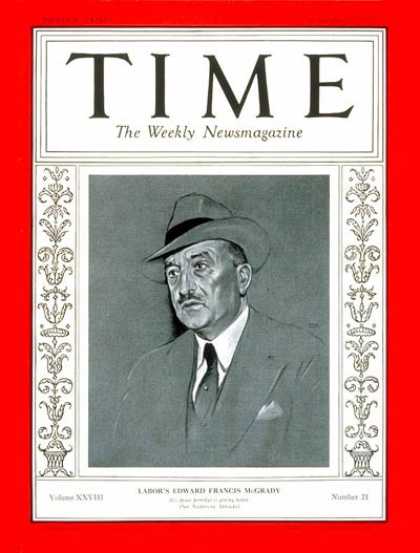 Time - Edward F. McGrady - Nov. 23, 1936 - Politics