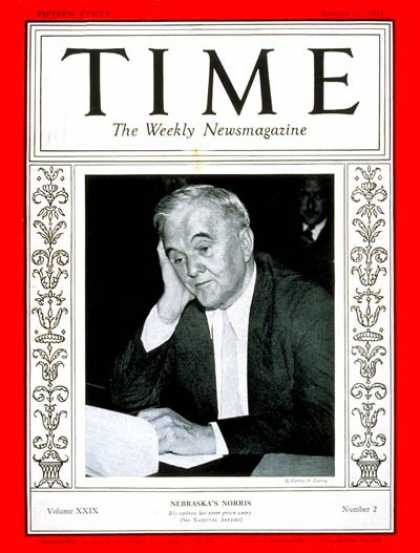 Time - Senator George Norris - Jan. 11, 1937 - Congress - Senators - Nebraska - Politic