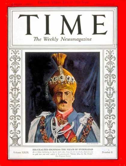 Time - The Nizam of Hyderabad - Feb. 22, 1937 - India