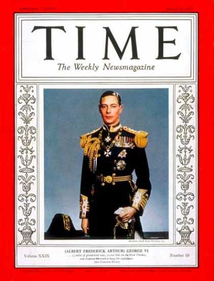 Time - King George VI - Mar. 8, 1937 - Royalty - Great Britain