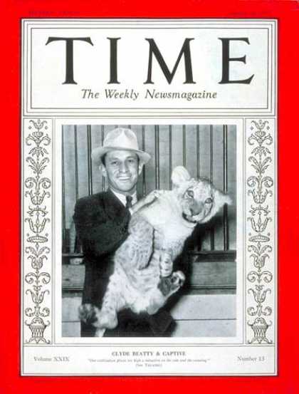 Time - Clyde Beatty - Mar. 29, 1937 - Circuses - Animals