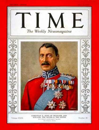 Time - King Christian X - May 17, 1937 - Royalty - Denmark
