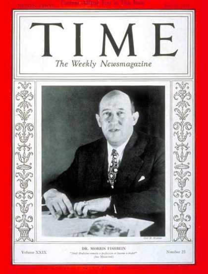 Time - Dr. Morris Fishbein - June 21, 1937 - Publishing - Health & Medicine