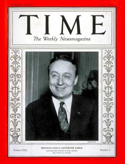 Time - Governor George Earle III - July 5, 1937 - Governors - Politics
