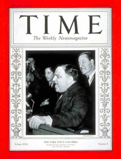 Time - Fiorello LaGuardia - Aug. 2, 1937 - Mayors - New York - Great Depression - Polit