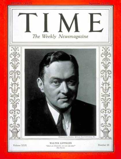 Time - Walter Lippman - Sep. 27, 1937 - Politics
