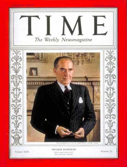 Time - William B. Bankhead - Nov. 29, 1937 - Politics