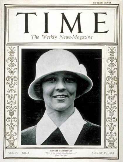 Time - Edith Cummings - Aug. 25, 1924 - Golf - Women - Sports