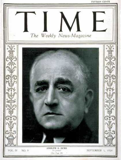 Time - Adolph S. Ochs - Sep. 1, 1924 - Publishing - Business